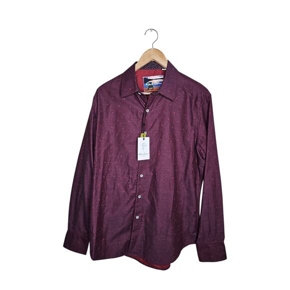 Nwt Robert Graham Maroon Paisley Mens Button Up Dress Shirt Classic Fit Size M - Picture 1 of 7